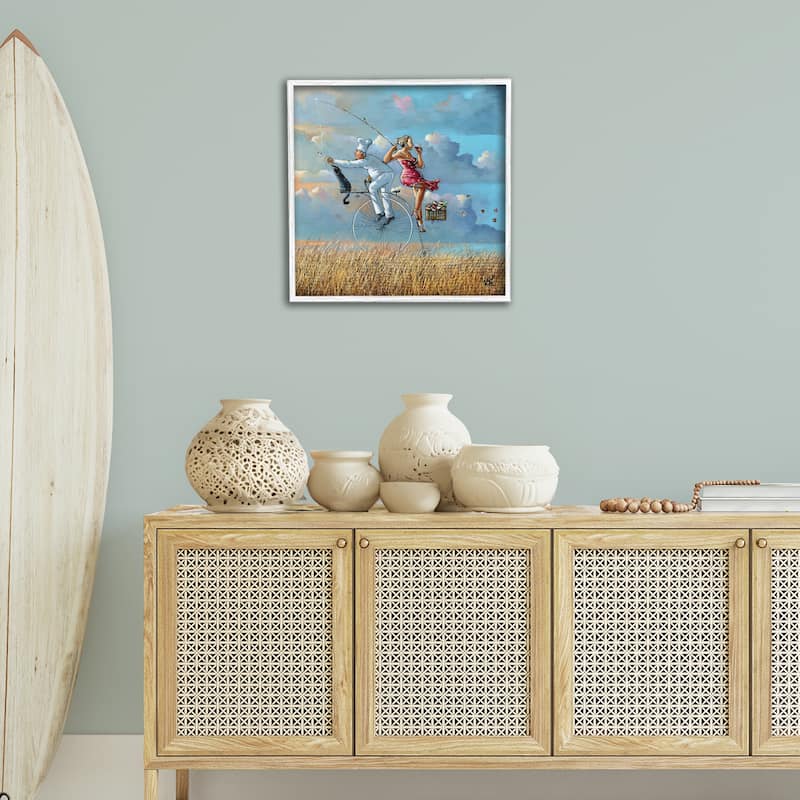 Stupell Charming Lady & Chef Bicycle View Framed Giclee Art Design By Ronald West