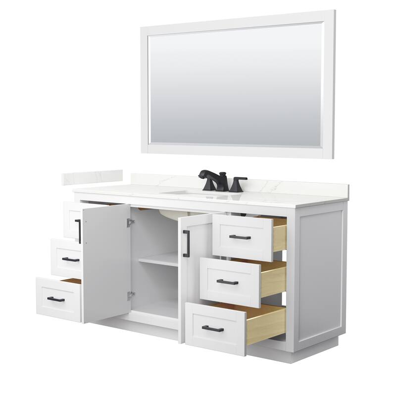 Miranda 66-inch Single Vanity, Quartz Top, 58-inch Mirror