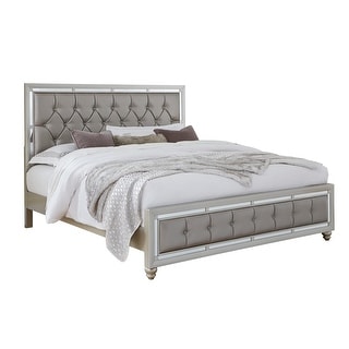 Global Furniture USA Riley Silver Tufted Queen Bed