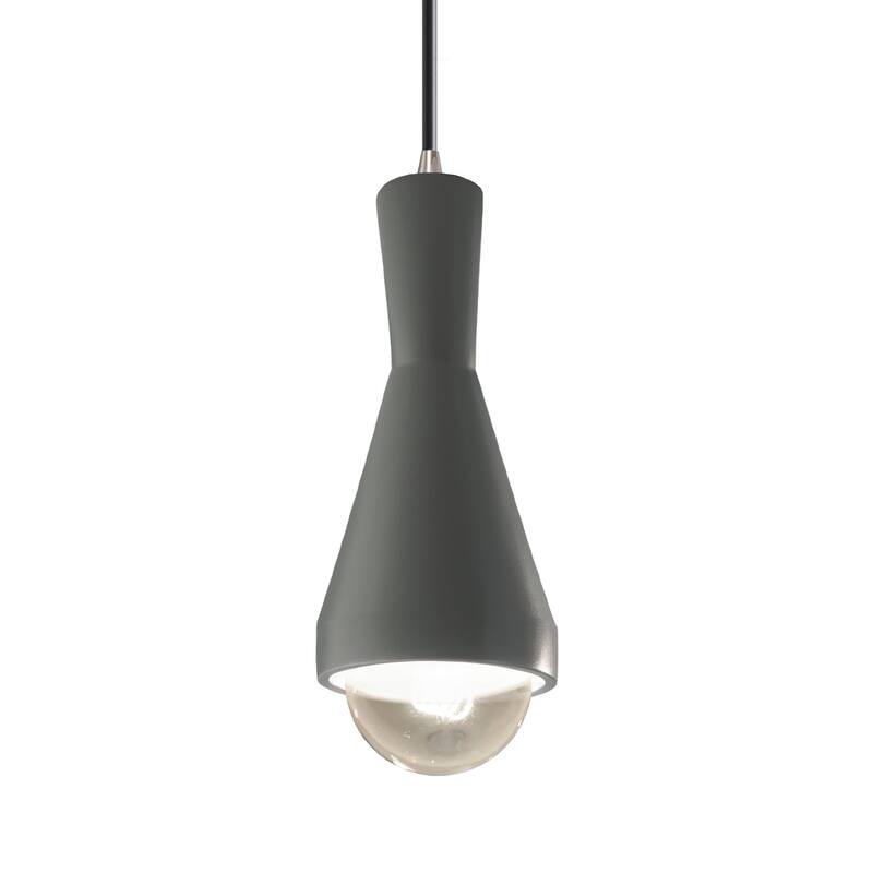 Justice Design Group Erlen 1-Light Pendant - Black Cord/Pewter Green/Brushed Nickel