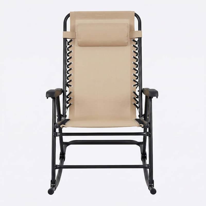 Patio Set of 2 Folding Leisure Rocking Chair Set, Durable Weather-Resistant Construction