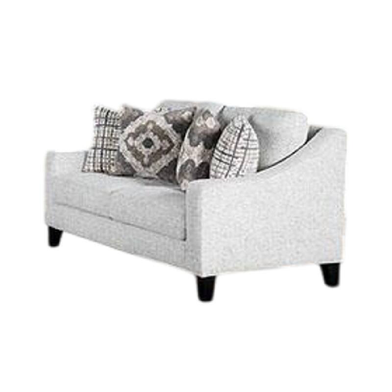 Riana 2pc Sofa and Loveseat Set, 9 Accent Pillows, Modern White, Black