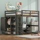 preview thumbnail 7 of 9, Full Size Wood Loft Bed with Built-in Wardrobe, Desk, Storage Shelves and Drawers Grey