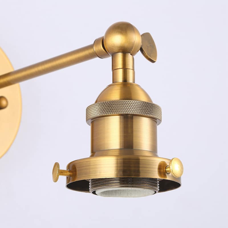 1-Light Modern Industrial Gold Brass Wall Swing Arm Lamp Wall Sconce