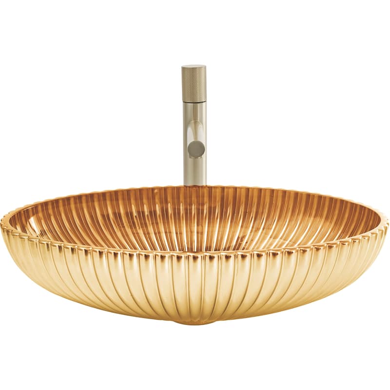 Lucine Oval Glass Crystal Bathroom Vessel Sink Basin - 21"