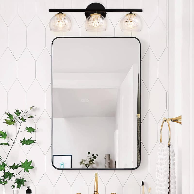 Glass Shade Wall Sconce Black Vanity Light for bathroom - black