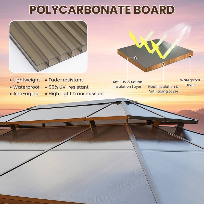 Hardtop Gazebo for Backyard – Permanent Pergola with Netting, Curtains & Double Roof, All-Weather Outdoor Shelter