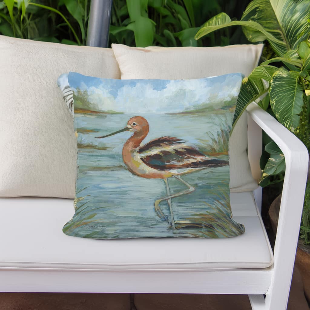 Magnolia Casual Outdoor Pillow Avocet Bird in Water 18x18