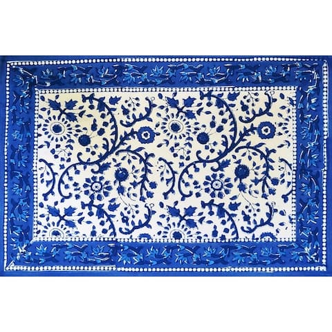 Block Print Cotton Eternal Floral Tablecloth Collection