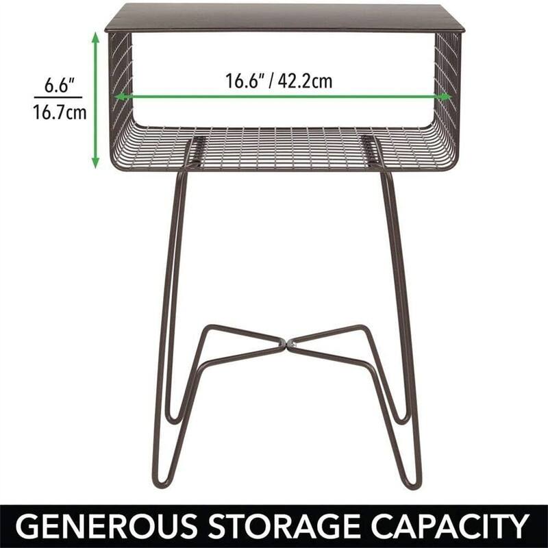 Steel Side Table Nightstand with Storage - 12.75"D x 17.4"W x 22.8"H