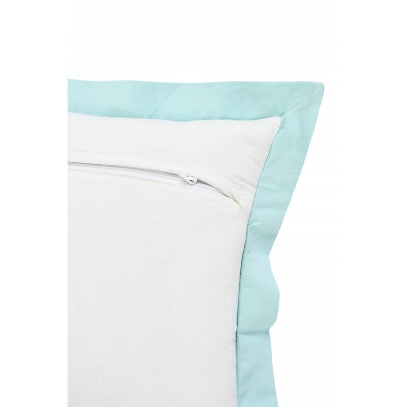 HomeRoots 14" X 36" White And Icy Blue 100% Cotton Geometric Zippered Pillow