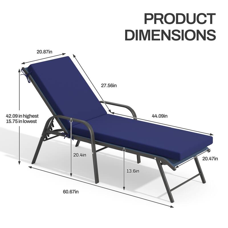 Pellebant Outdoor Adjustable Patio Chaise Lounge Chairs with Cushions