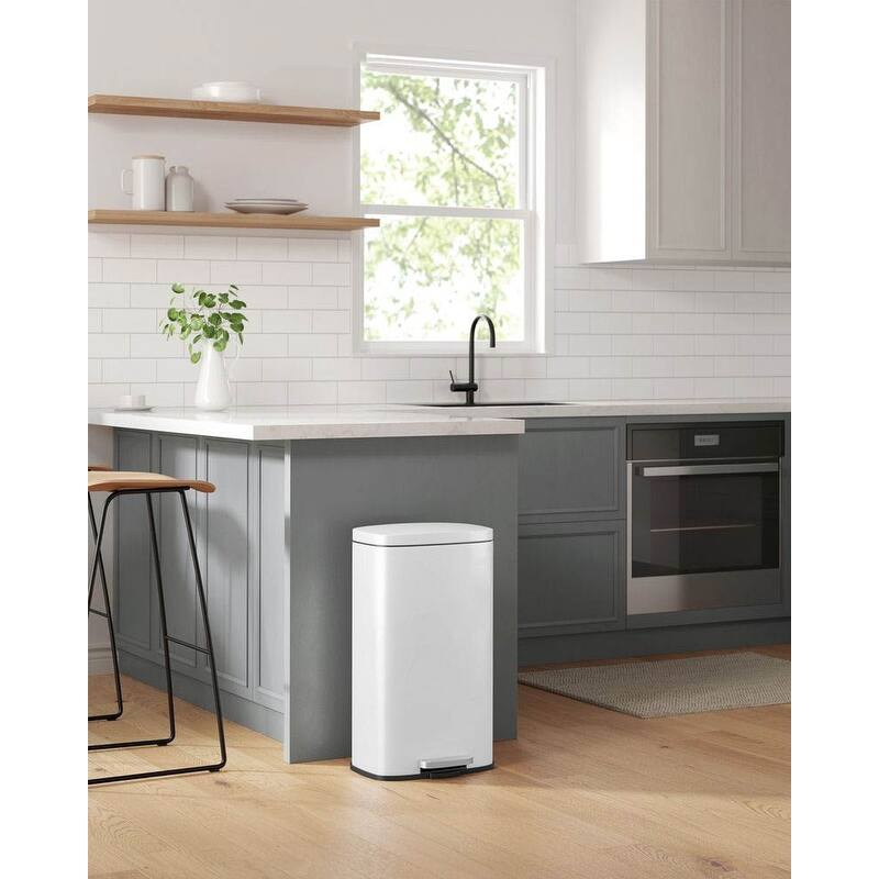 Stainless Steel Step Open Trash Can with Hinged Lid