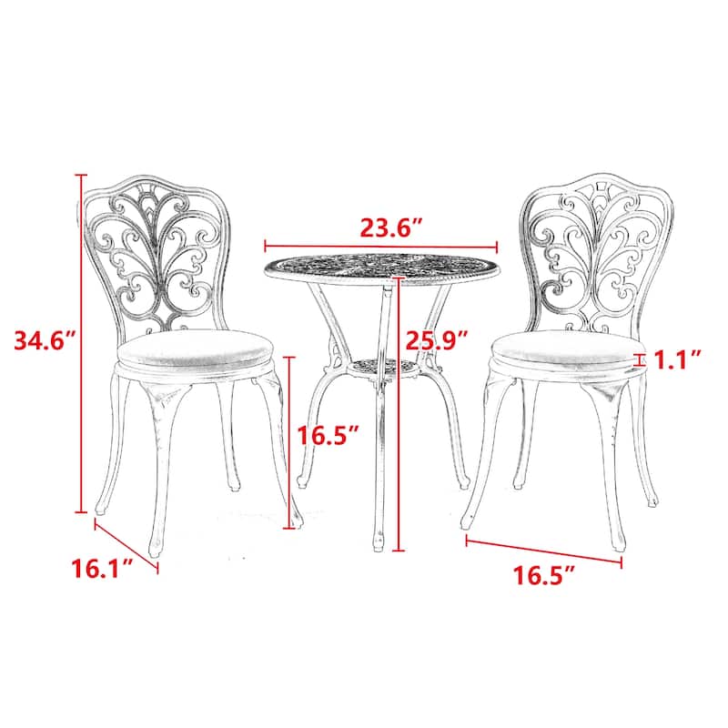 Best Choice Products 3-Piece Outdoor Rust-Resistant Cast Aluminum Patio Bistro Set Black