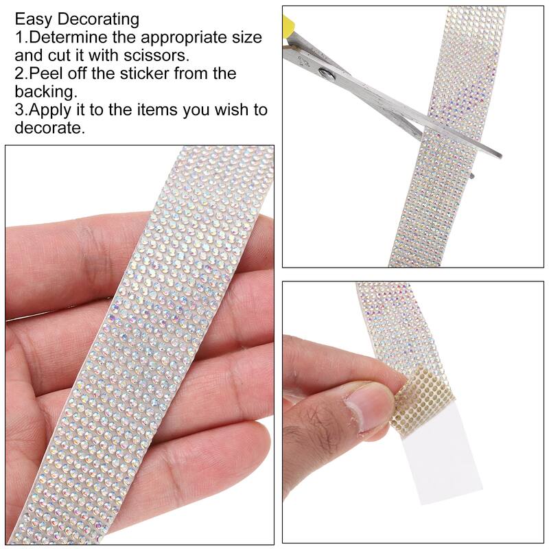 6 Rolls Self-Adhesive Rhinestone Ribbon for DIY Arts Craft