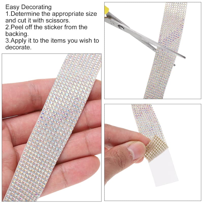 6pcs Self-Adhesive Rhinestone Ribbon for DIY Arts Craft