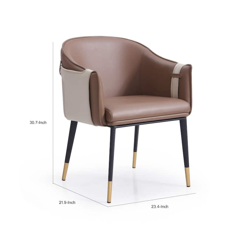 Cid Aldo 22 Inch Dining Chair, Brown Faux Leather, Black Metal, Wood