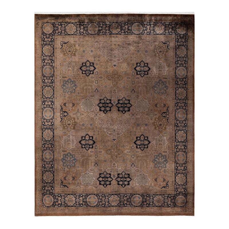Overton Hand Knotted Wool Vintage Inspired Modern Contemporary Overdyed Brown Area Rug - 8' 3" x 10' 2"