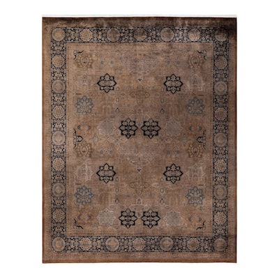Overton Hand Knotted Wool Vintage Inspired Modern Contemporary Overdyed Brown Area Rug - 8' 3" x 10' 2"