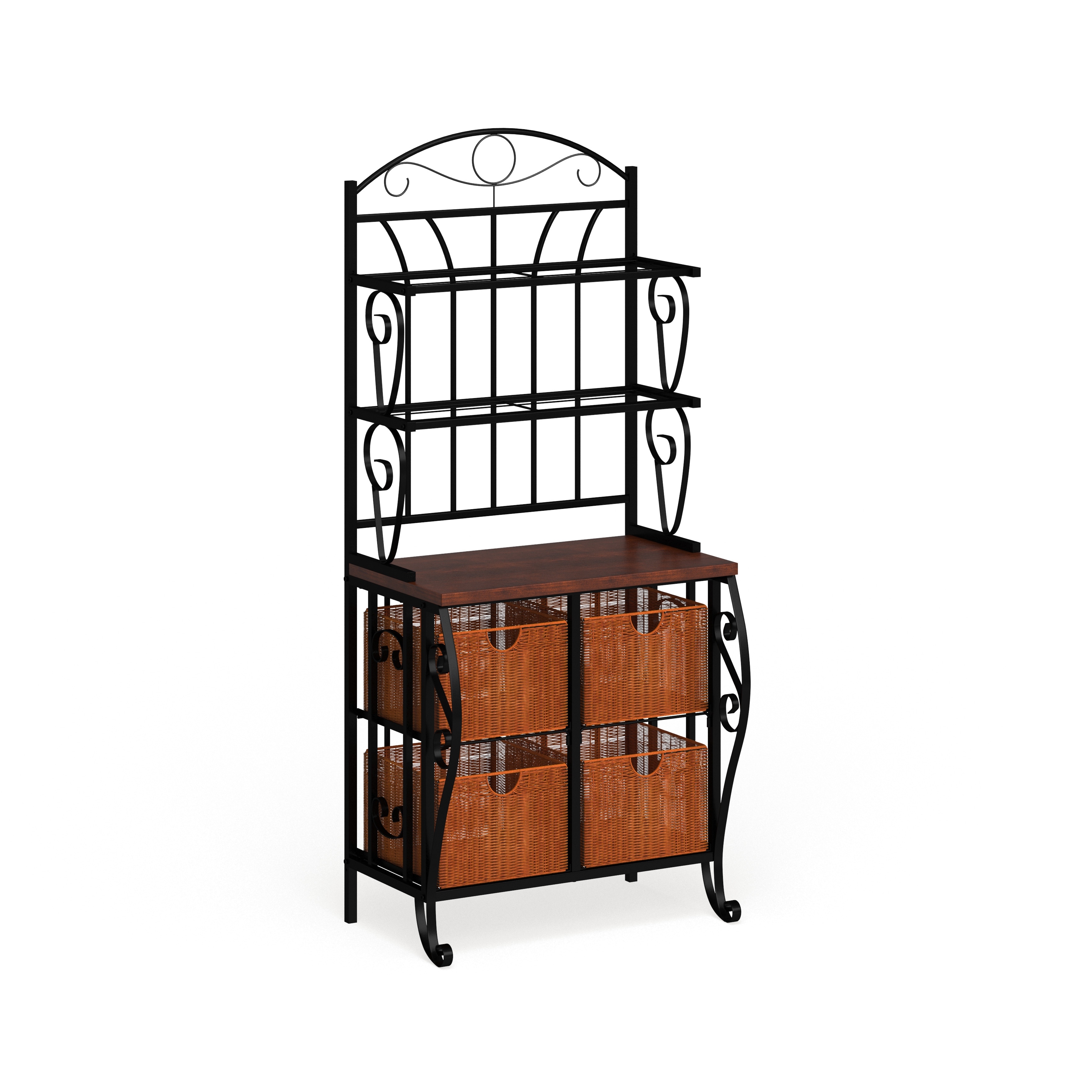 Elegant bakers rack uses Copper Grove Stoyoma Iron And Wicker Bakers Rack N A