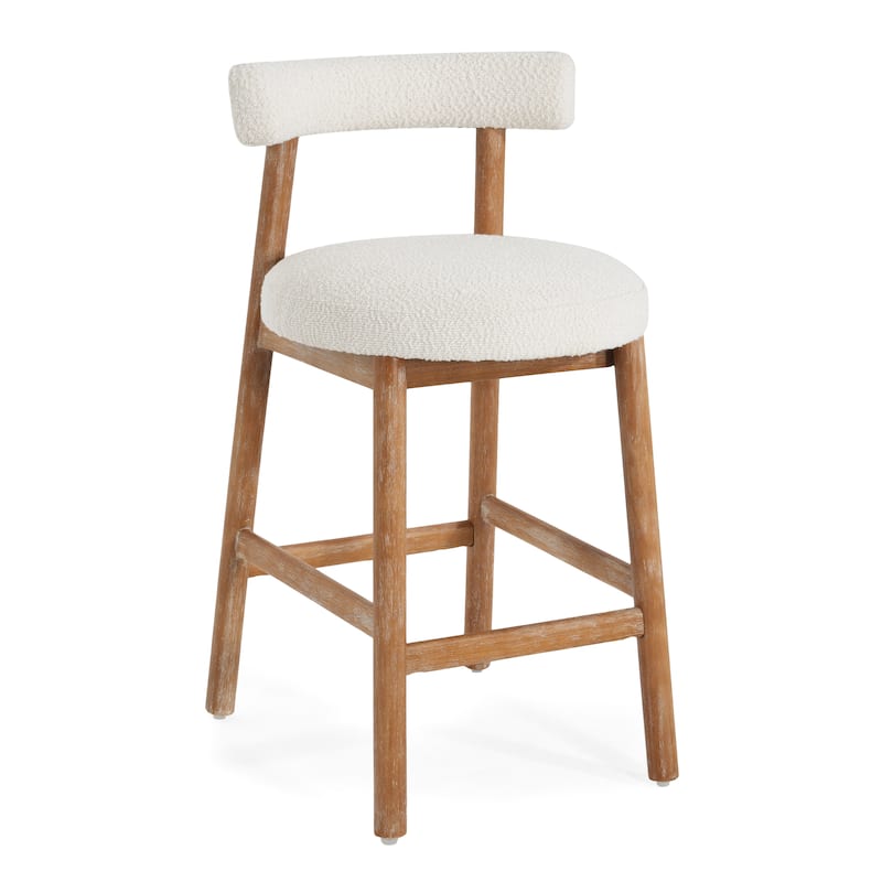 Christopher Knight Home - Riven Natural Rubberwood 26.77" Counter Stool Set with Beige Upholstery