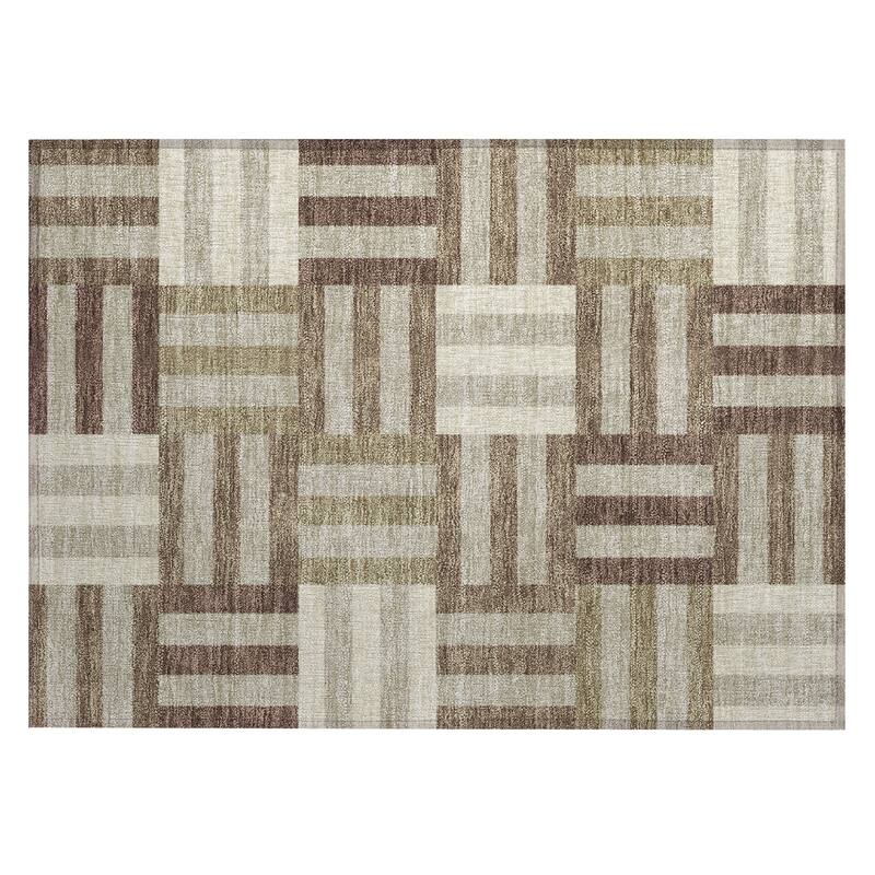 Machine Washable Indoor/ Outdoor Modern Hatch Chantille Rug