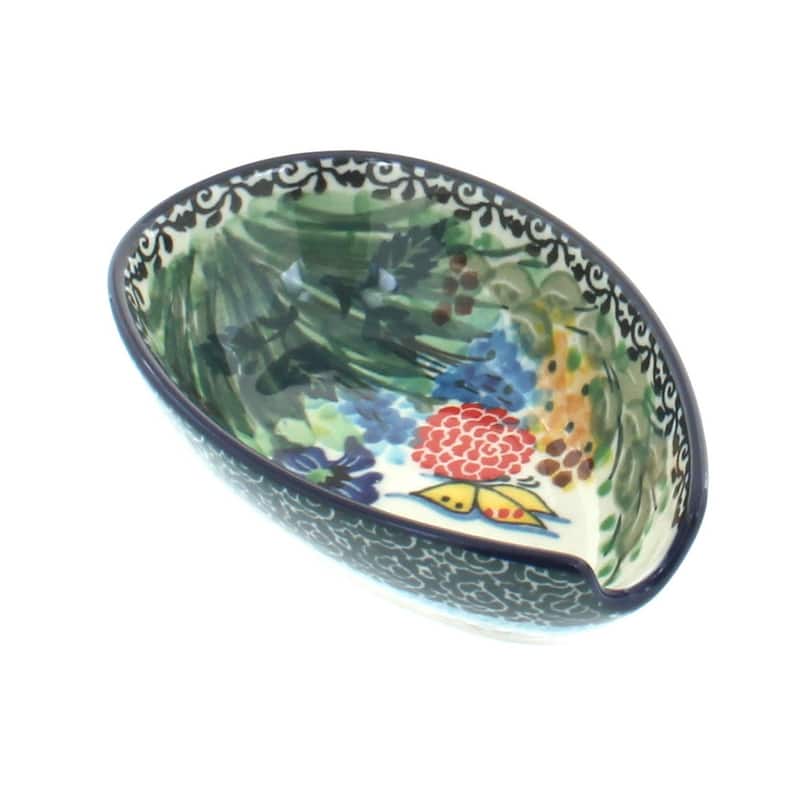 Blue Rose Polish Pottery 381 Ceramika Artystyczna Small Spoon Rest