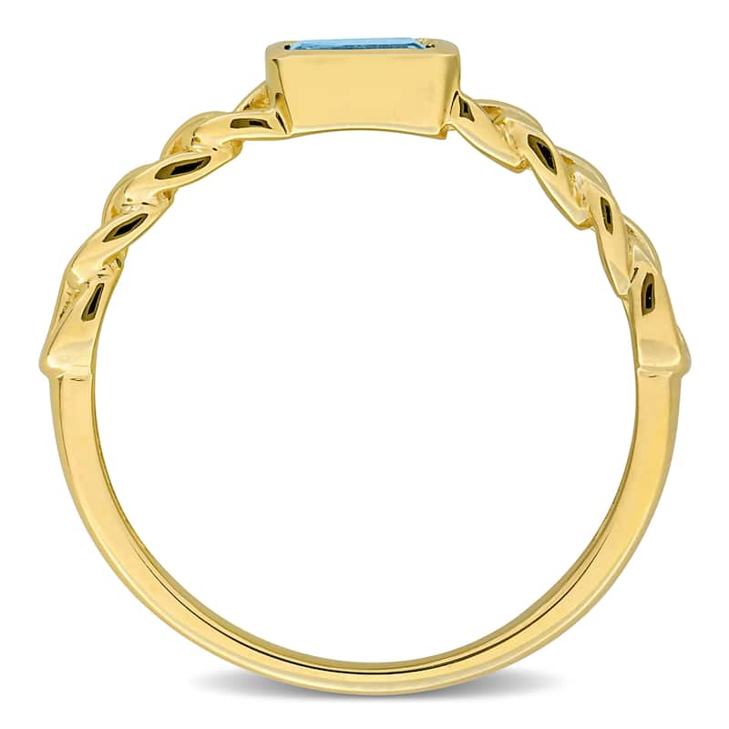 Miadora Octagon Gemstone Engagement Link Ring in 14k Yellow Gold