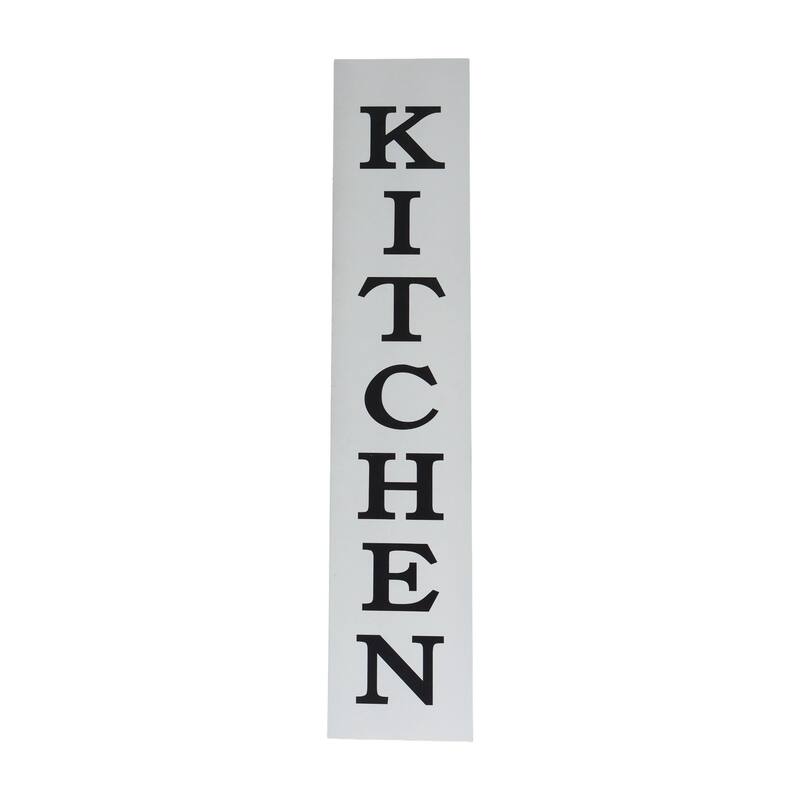 HomeRoots 11" X 26" Black Brown And White Reversible Kitchen Wood Hanging Wall Decor