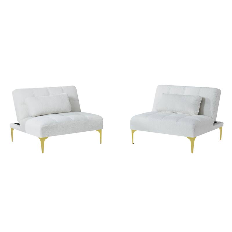 Convertible Sofa Bed with Teddy Fabric, Freely Configurable Sections