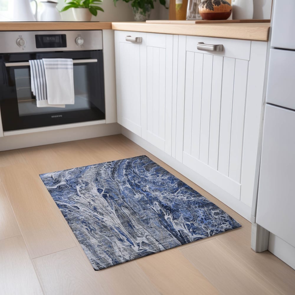 Machine Washable Indoor/ Outdoor Chantille Abstract Modern Rug