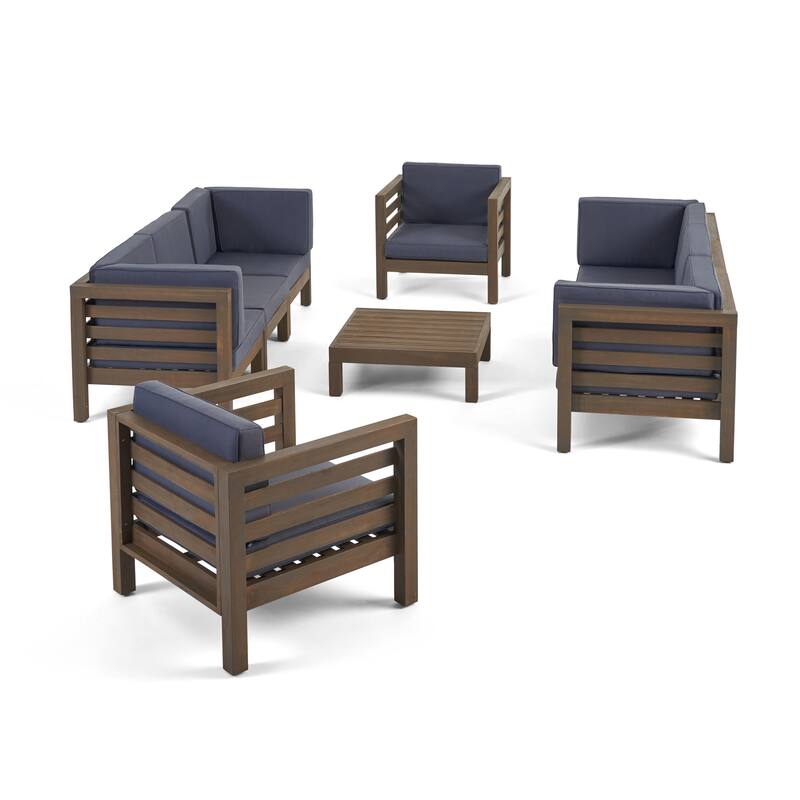 Oana Outdoor 8-seat Acacia Sofa and Club Chair Set by Christopher Knight Home - Gray Finish + Dark Gray