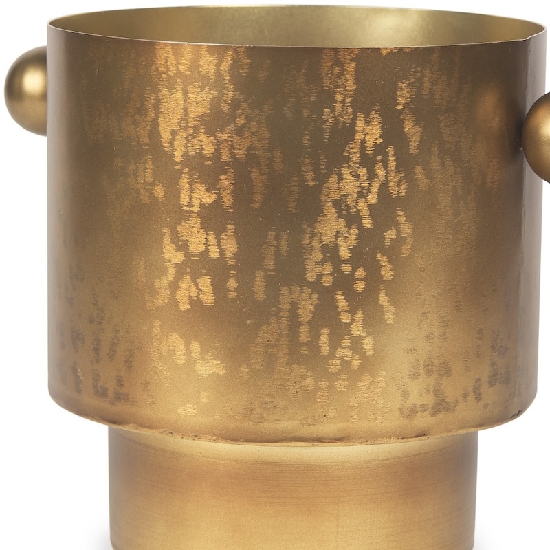 9" Gold Cast Iron Round Table Vase - 11.00