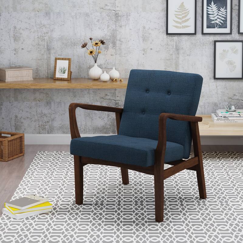 Mid-century Modern Club Chair, Arm Chair For Living Room Or Bedroom, Wood Frame