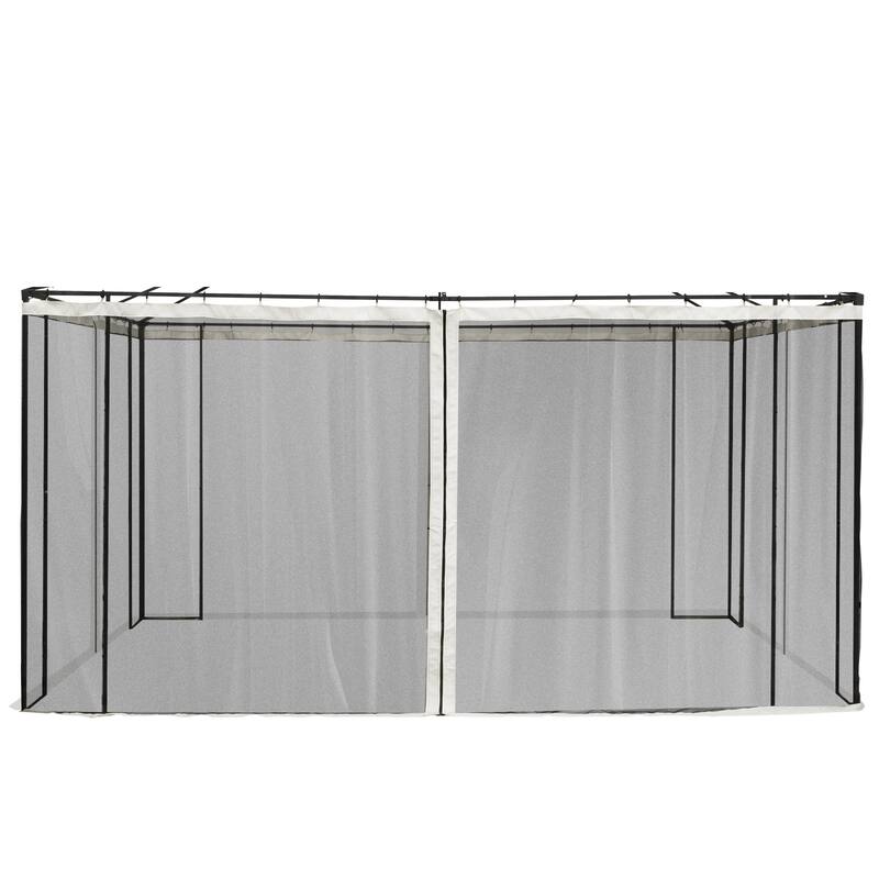 10'x13' Replacement Mesh Sidewall Netting for Gazebos and Canopy Tents with Zippers, Cream - White