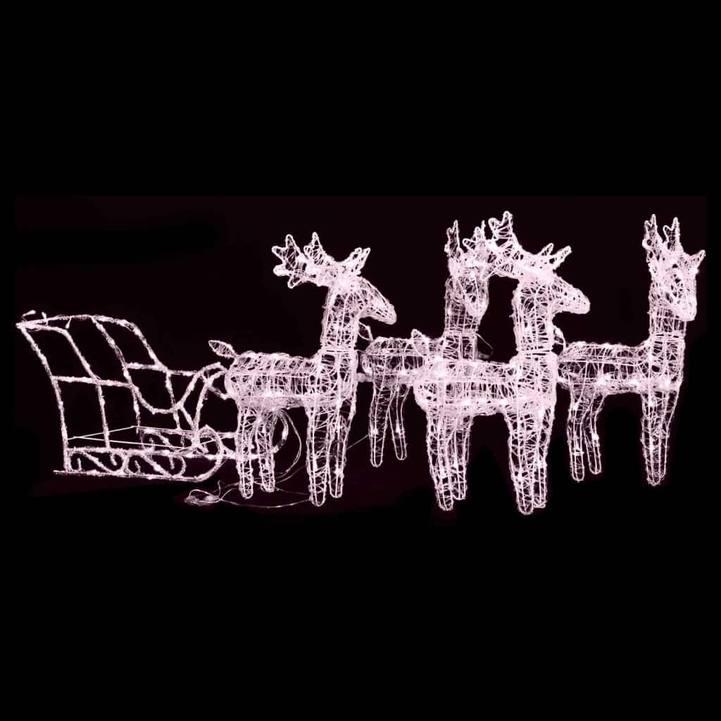 vidaXL Reindeers & Sleigh Christmas Decorate Acrylic Party Multi Colors/Sizes - Warm white - 16.9" x 4.3" x 21.7" (4 pcs)