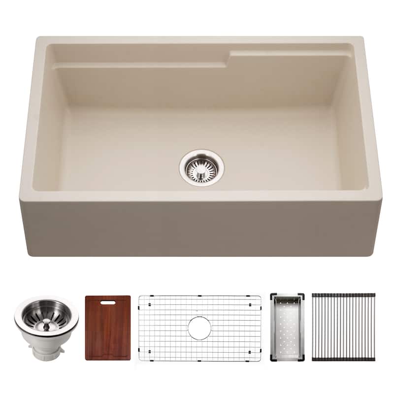 Houzer W-133-C Quartztone 33" Farmhouse Single Basin Granite Composite - Sand