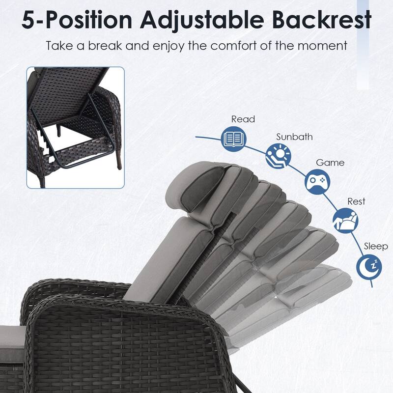 Patio Chaise Lounge Chairs Set of 2 Brown - Grey