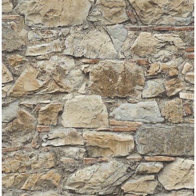 Seabrook Designs Faux Stone Wall Prepasted Wallpaper - 20.5 in. W x 33 ft. L