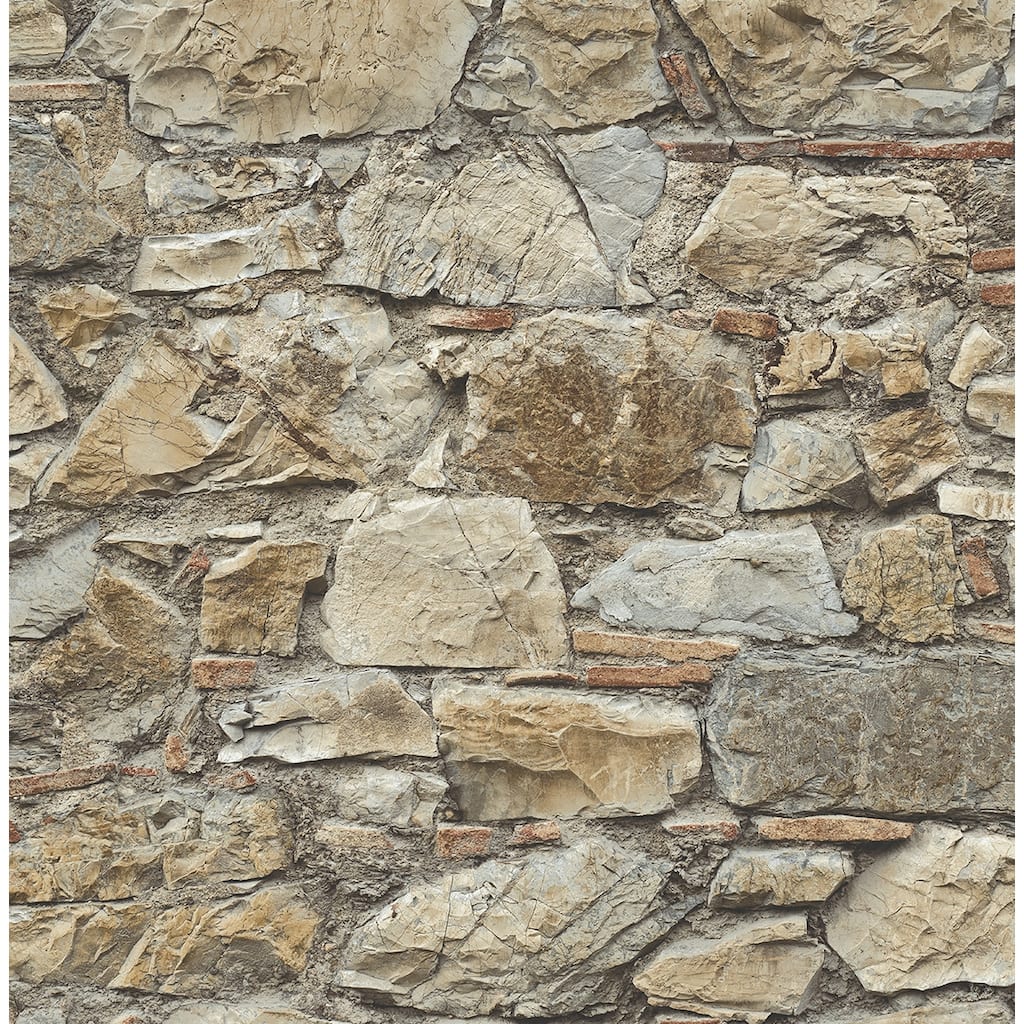Seabrook Designs Faux Stone Wall Prepasted Wallpaper - 20.5 in. W x 33 ft. L