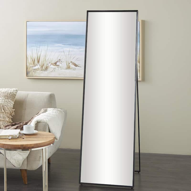 Metal Foldable Room Floor Mirror with Thin Minimalistic Frame - Black - Roche River Decor
