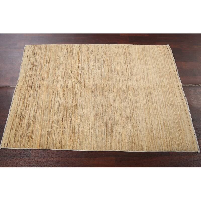 Wool Gabbeh Kashkoli Contemporary Area Rug Hand-knotted Foyer Carpet - 3'5" x 4'9"