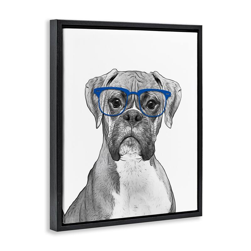 Stupell Fun Boxer Dog Wearing Glasses Framed Floater Canvas Wall Art by Annalisa Latella