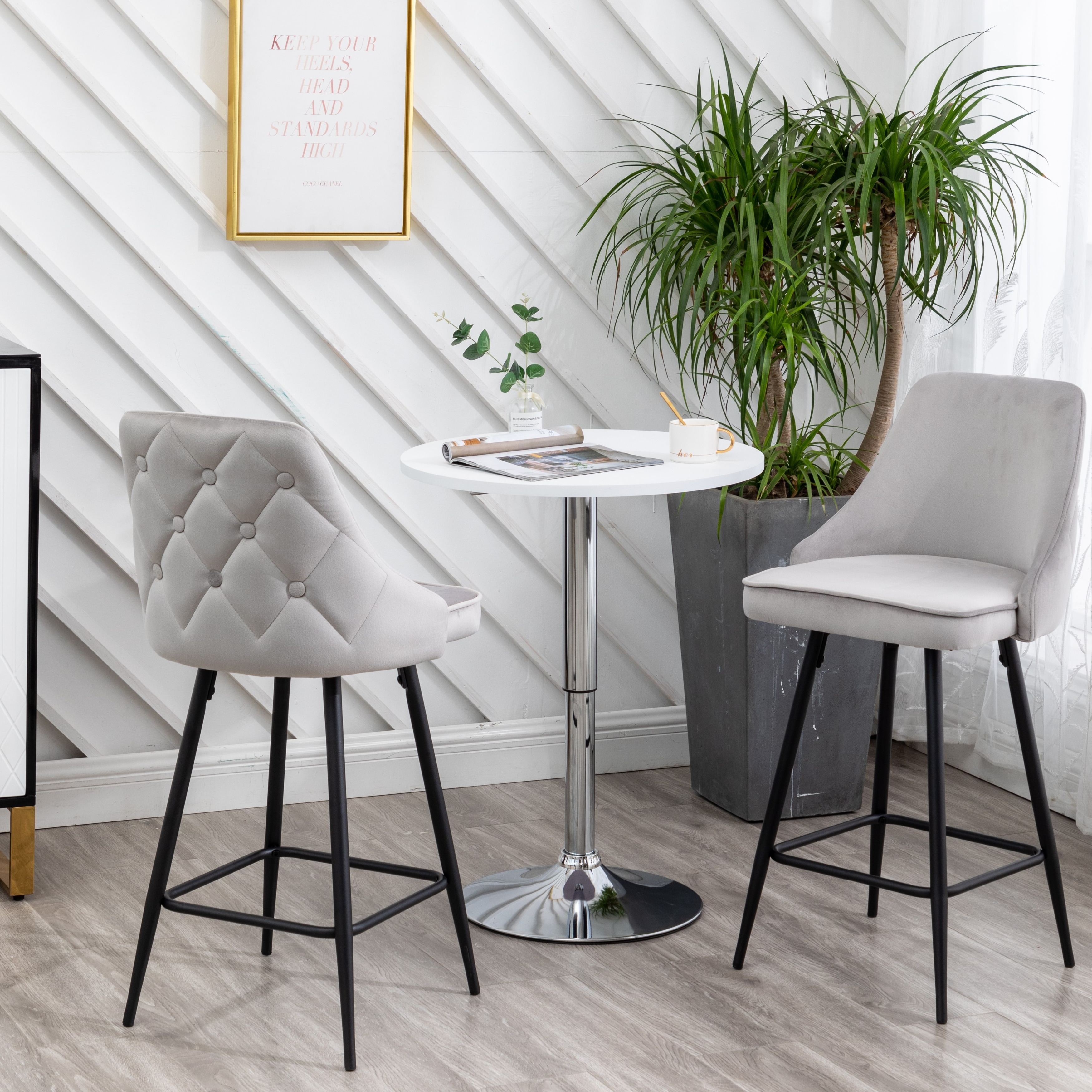 Zahra Premium Tufted Upholstered Dining Bar Stool Set Of 2 On Sale Overstock 31568917