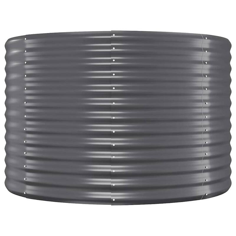 vidaXL Garden Raised Bed Anthracite Powder-coated steel 39.4 in diameter - 39.4 x 39.4 x 26.8 in