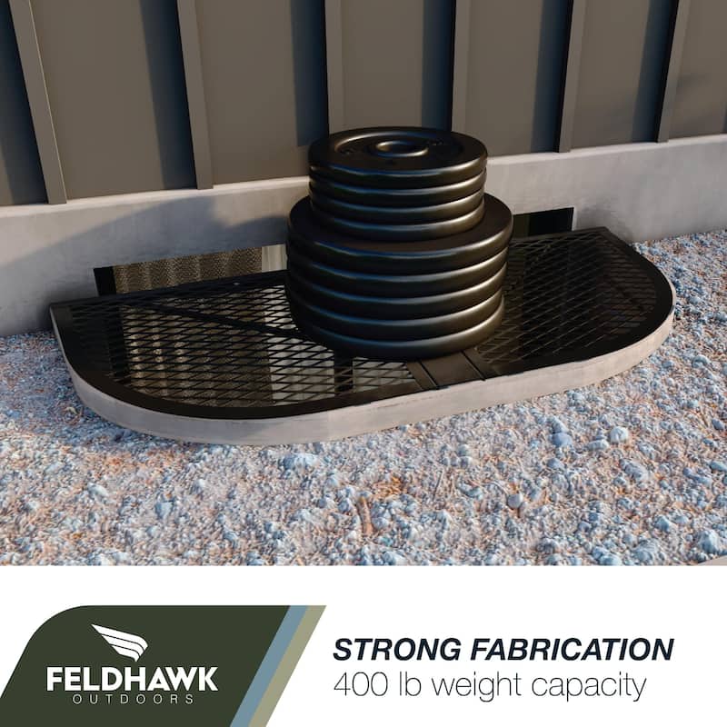 26" x 62" Window Well Cover Powder Coat Black Mesh Steel Well Cover D - Shaped Egress Covering Semi-universal fit.