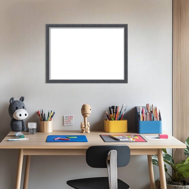 Amanti Art Eva Black Silver Thin Framed Dry Erase Magnetic Board