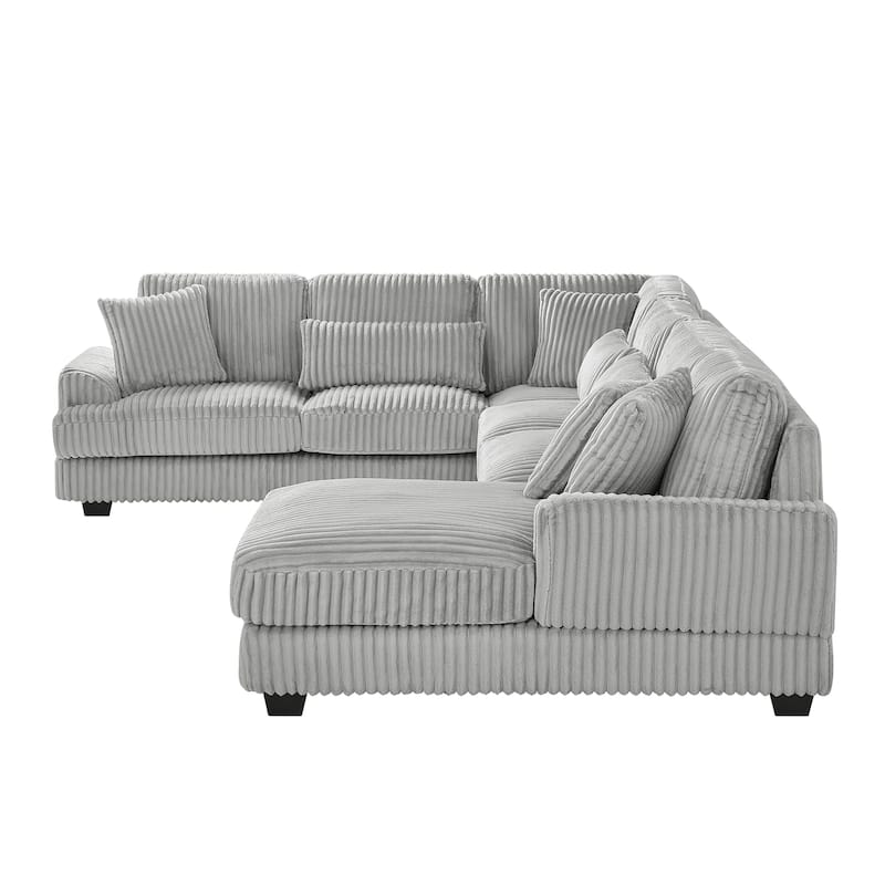 Oversized Corduroy Sectional Sofa with a Chaise