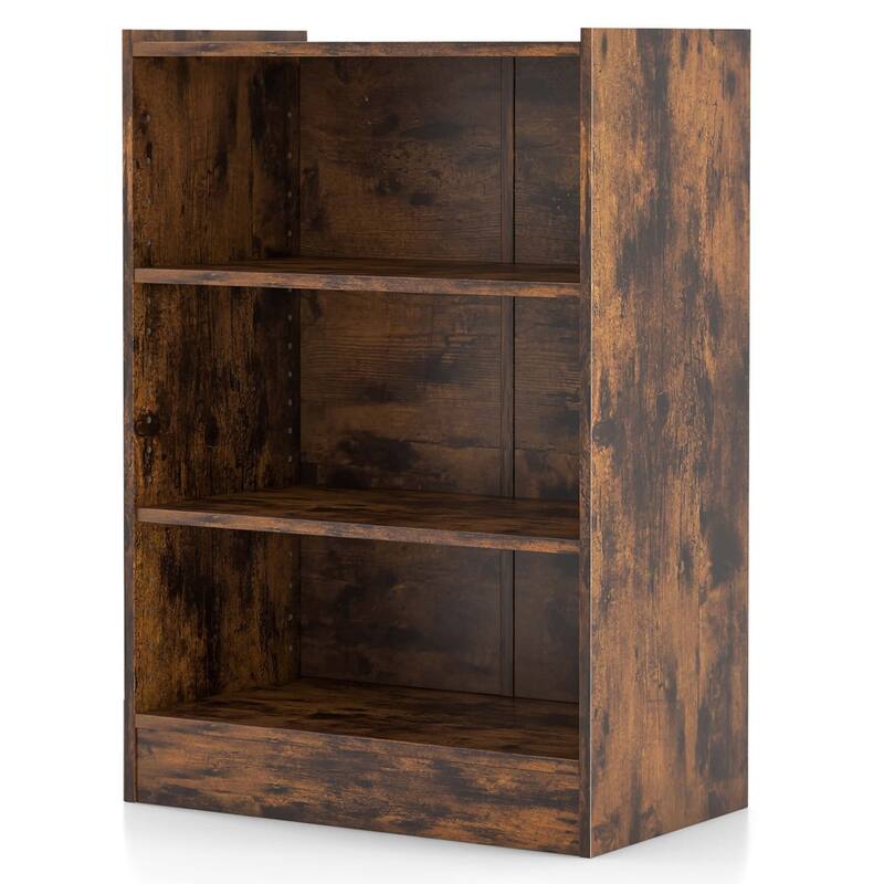 Costway 3-Tier Bookcase Open Multipurpose Display Rack Cabinet with - 19.5'' x 12'' x 29.5'' (L x W x H)