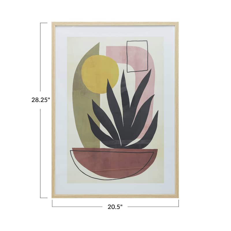 Reclaimed Wood Framed Glass Wall Decor with Abstract Prints